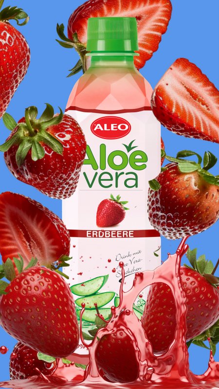 ALEO Aloe Vera Erdbeere 0,5L – ALEO Aloe-Vera-Getränke