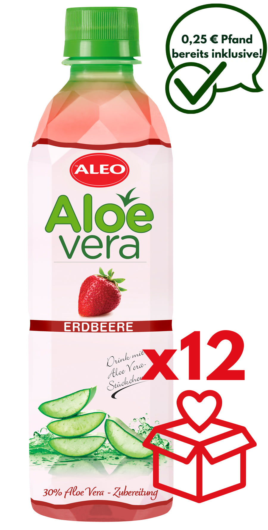 ALEO Aloe Vera Erdbeere 0,5L – ALEO Aloe-Vera-Getränke