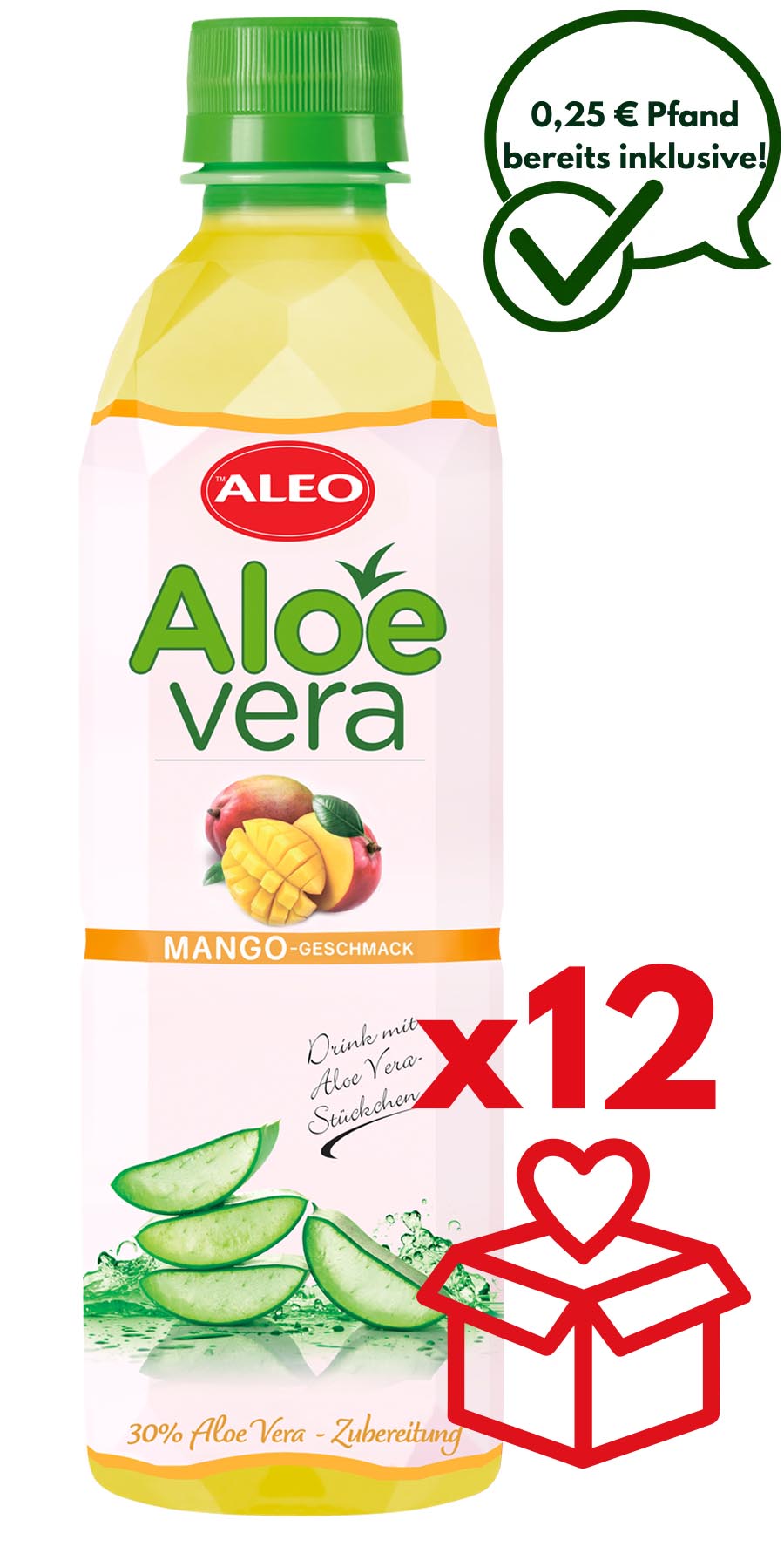 ALEO Aloe Vera Mango 0,5L – ALEO Aloe-Vera-Getränke