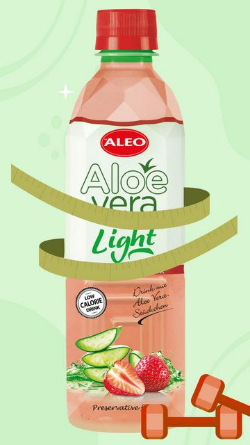 ALEO LIGHT Aloe Vera Erdbeere 0,5L – ALEO Aloe-Vera-Getränke