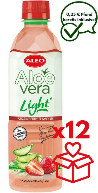 ALEO LIGHT Aloe Vera Erdbeere 0,5L – ALEO Aloe-Vera-Getränke